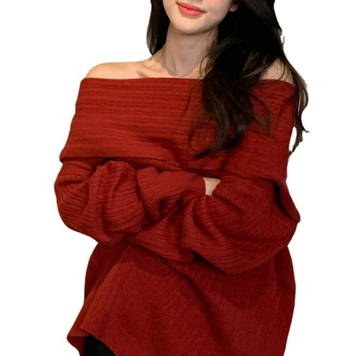 Sweater femme à épaules dénudées en matière tricotée texturée Chic & Stil