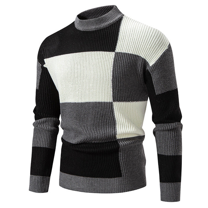Elegant turtleneck sweater for men with structured checkered pattern Lune London