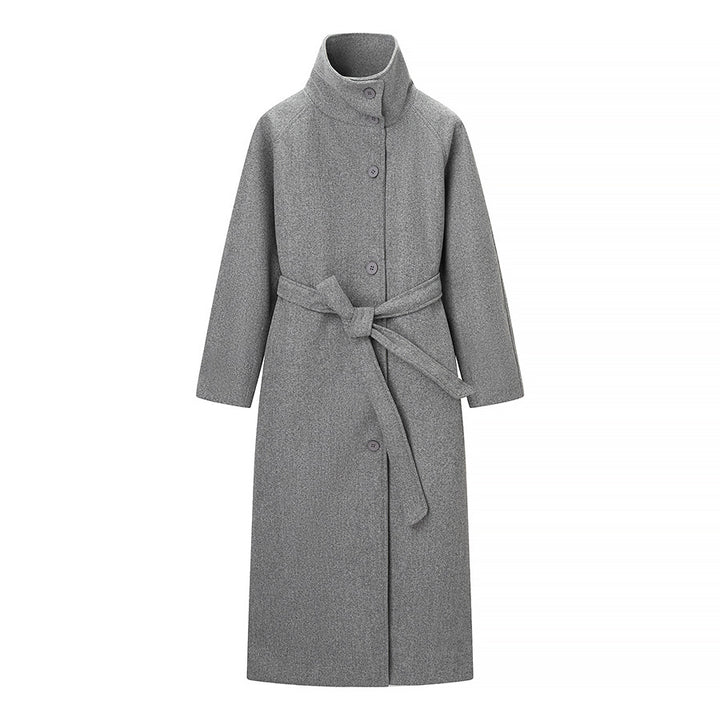 Manteau élégant pour femmes en mélange de laine de haute qualité avec ceinture et col montant Chic & Stil