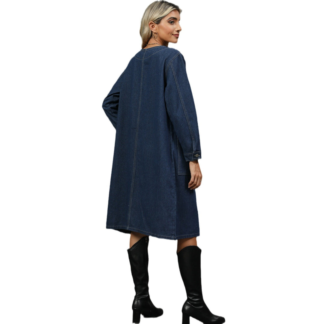 Denim shirt dress for women with practical button closure and patch pockets Lune London