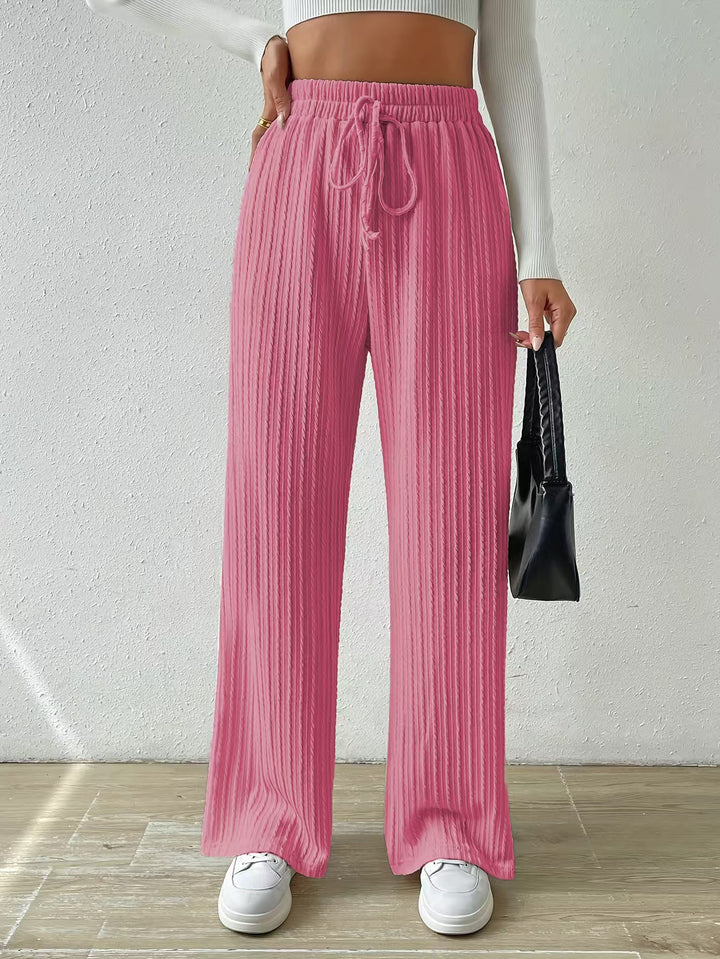 Wide palazzo pants for women with ribbed structure Lune London