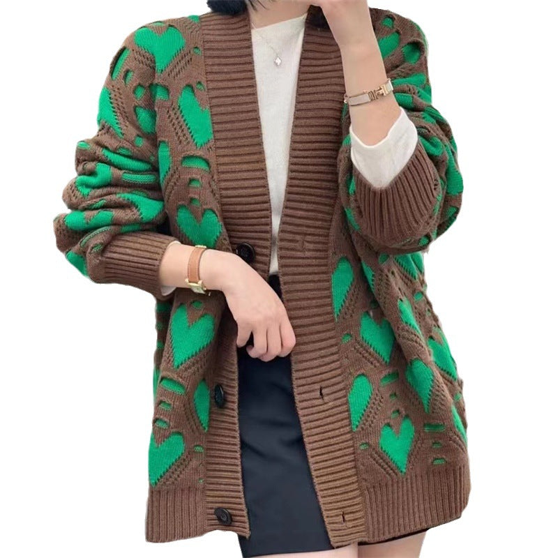 Knit jacket for women with heart pattern and luxurious cut Lune London