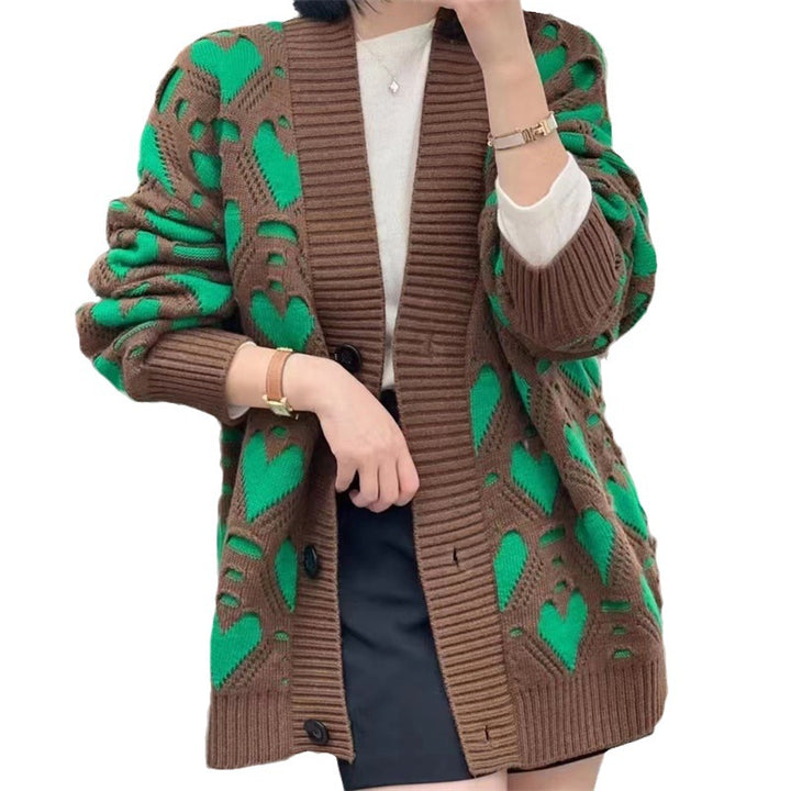 Knit jacket for women with heart pattern and luxurious cut Lune London