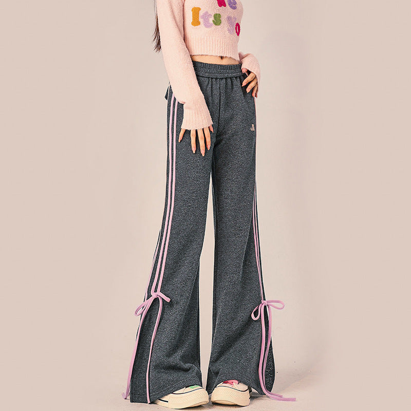 Women's loose-fitting leisure pants with decorative tie bands Chic & Stil