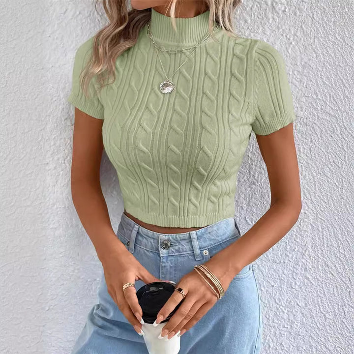 Women's knit top with high collar and textured pattern Lune London