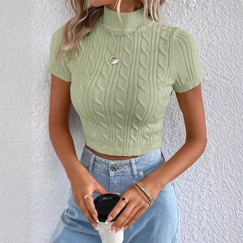 Women's knit top with high collar and textured pattern Lune London