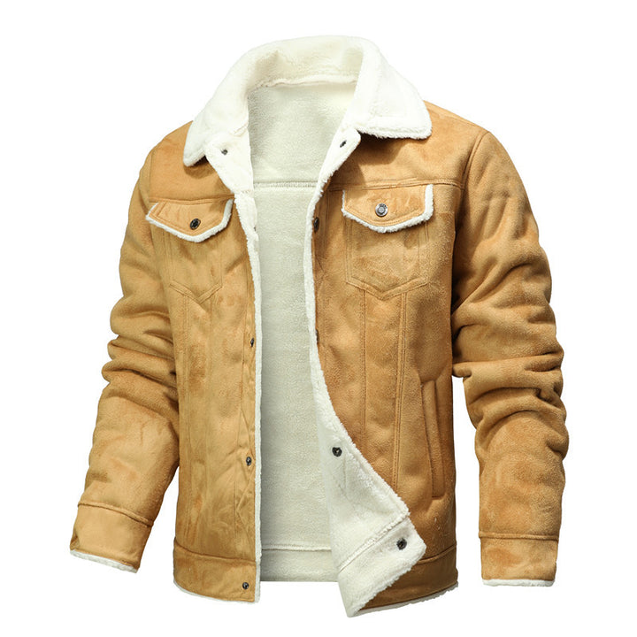 Fleece lined leather jacket for men Lune London