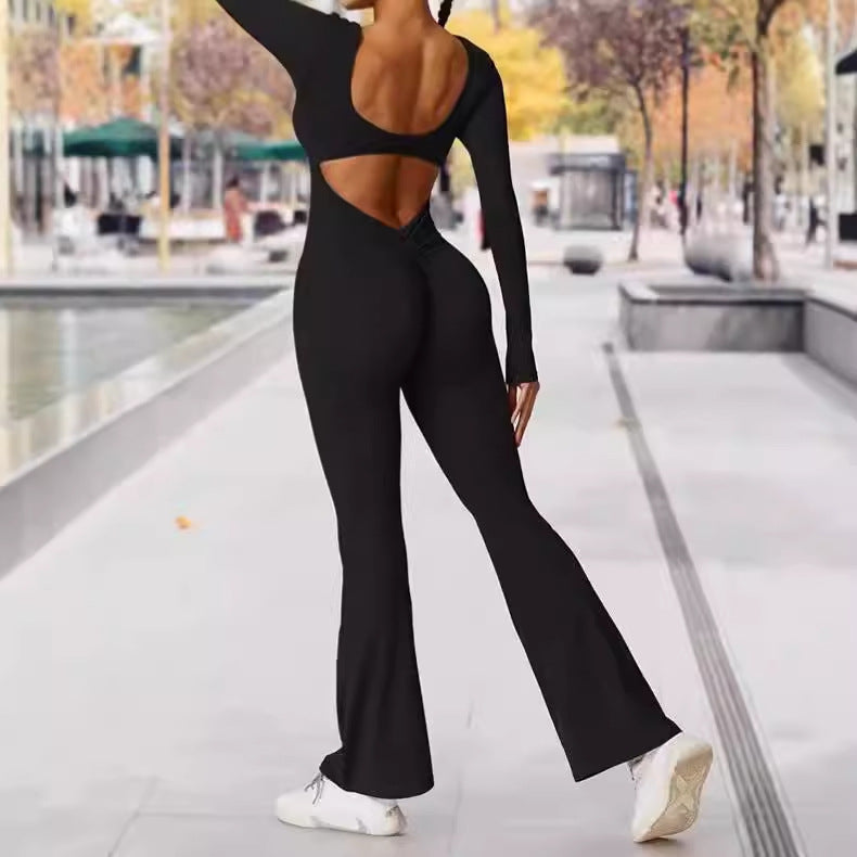 Ladies Long Sleeve Sporty Jumpsuit with Fitted Cut Lune London