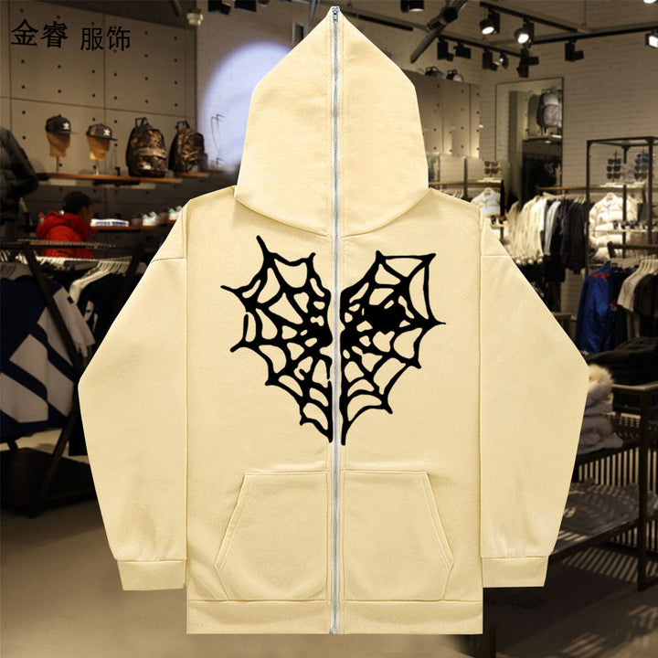 Lady Hoodie with a striking spider web design Lune London