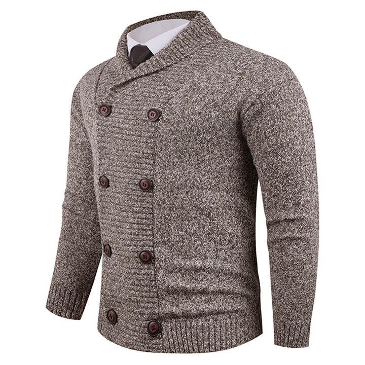 Men's knit jacket with modern shawl collar and practical button details Lune London