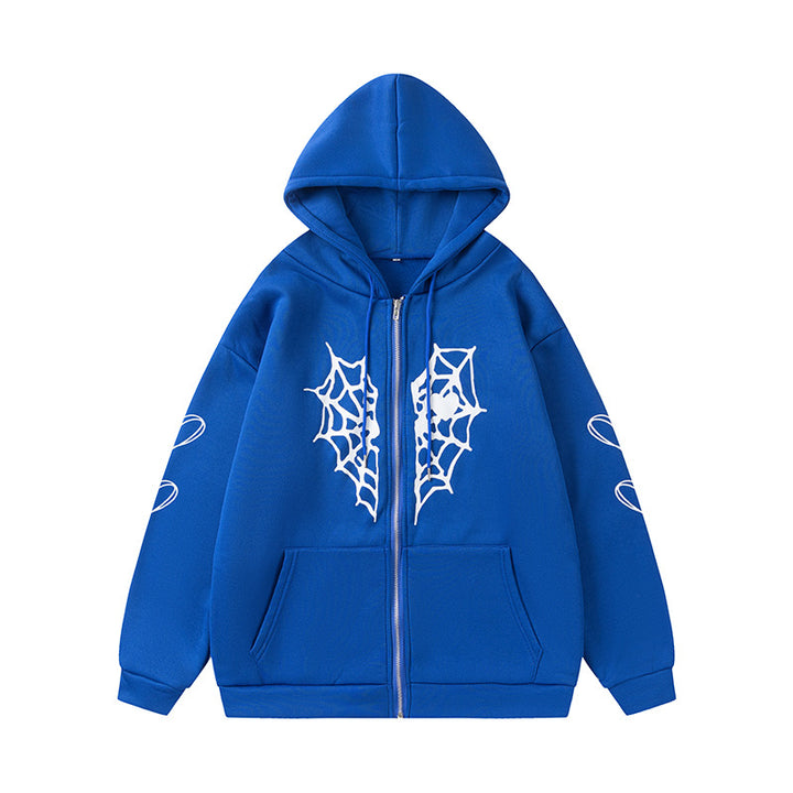 Ladies hoodie with dynamic spider web design Lune London