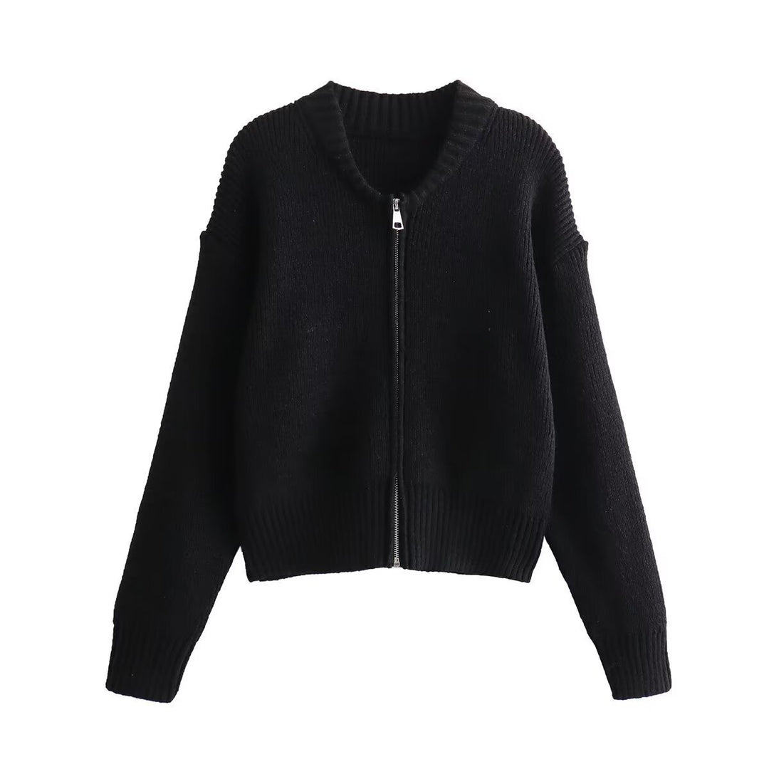 Cardigan moderne pour femmes avec des manches volumineuses et fermeture éclair Chic & Stil