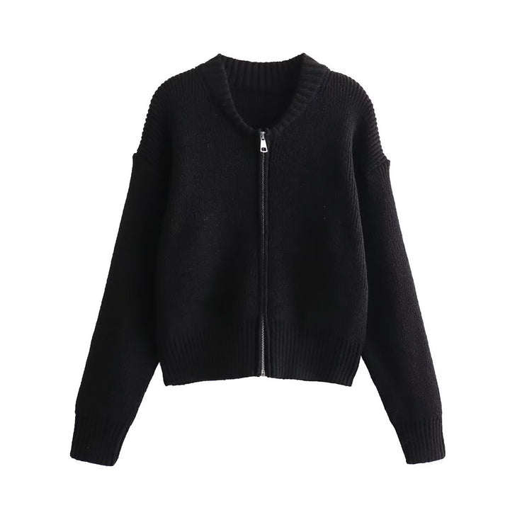 Cardigan moderne pour femmes avec des manches volumineuses et fermeture éclair Chic & Stil