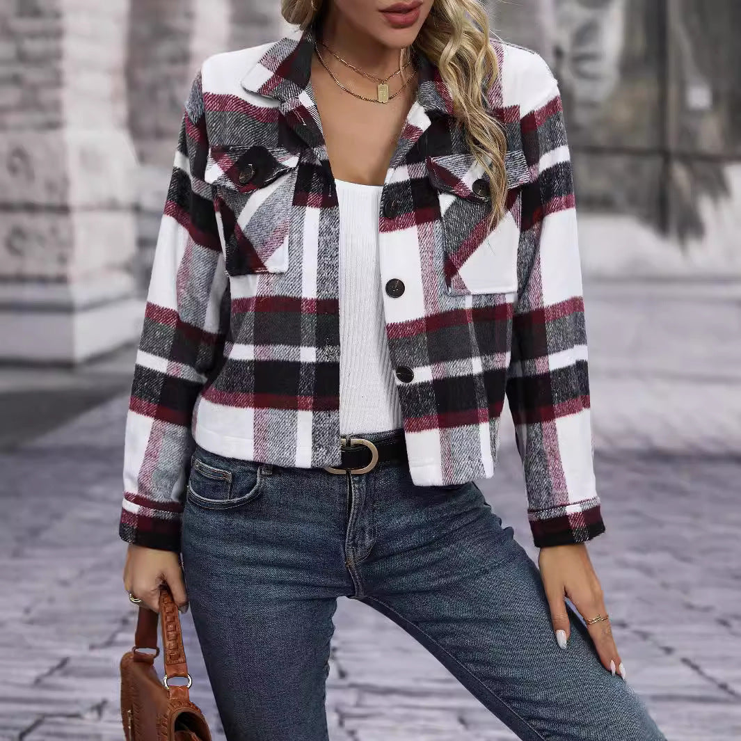 Ladies Checked Flannel Jacket with Pockets Lune London
