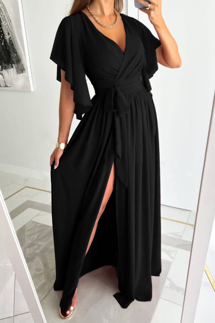 Fluid maxi dress for women with elegant butterfly sleeves Lune London