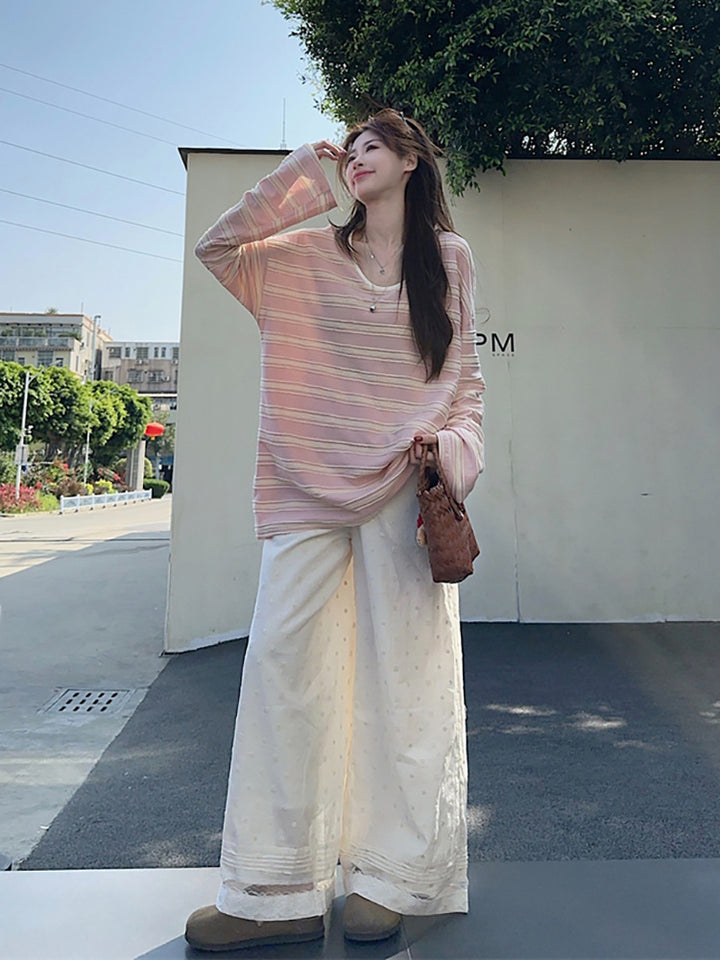 Women's Casual Long Sleeve Shirt with Fine Stripe Pattern Chic & Stil