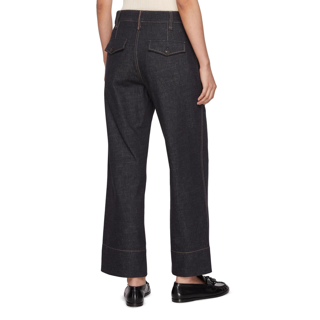 Women wide high-waisted jeans with trendy contrast seams Lune London