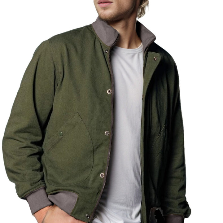 Transition jacket for men with high collar and practical pockets Lune London
