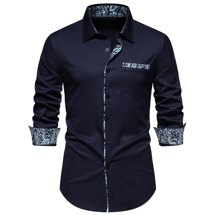 Long sleeve shirt for men with trendy paisley pattern on the collar and cuffs Lune London