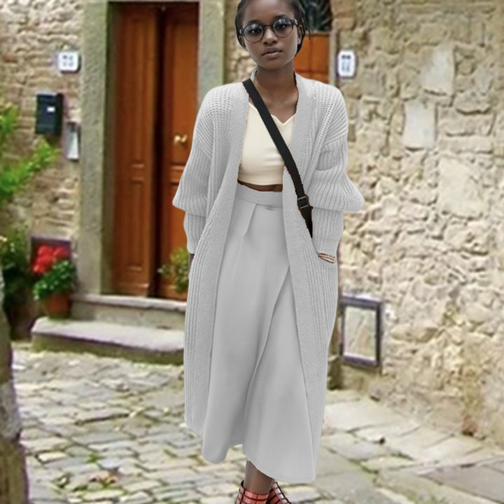 Ladies long knit cardigan with relaxed fit and side pockets Lune Londonl