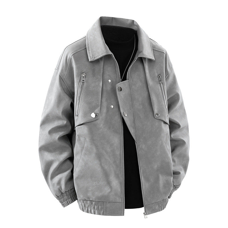 Men's oversized faux leather jacket with practical pockets Lune London