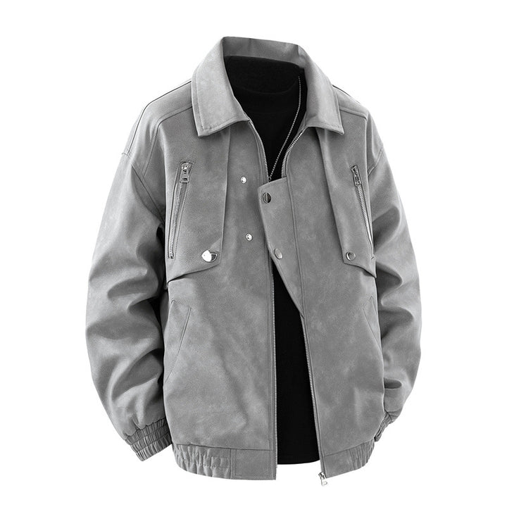 Men's oversized faux leather jacket with practical pockets Lune London