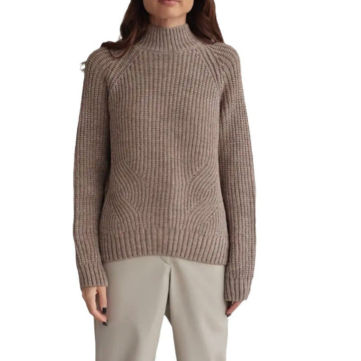 Knit sweater for women with high collar and decorative wave pattern Lune London