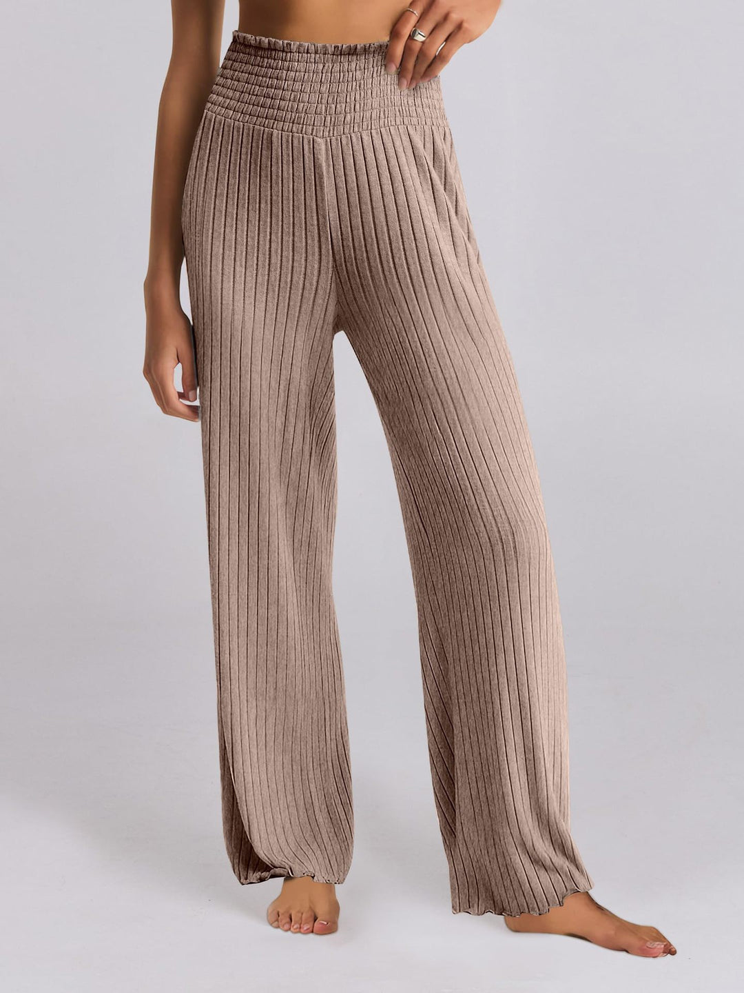 Lune London Wide Ribbed Palazzo Pants for Women