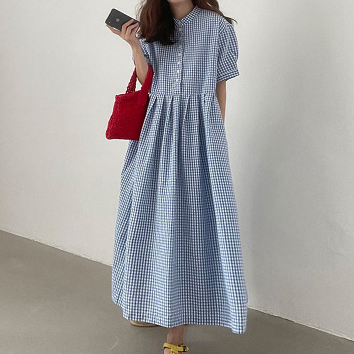 Women’s Casual Checkered Dress with Fitted Cut and Flattering A-Line Skirt Lune London