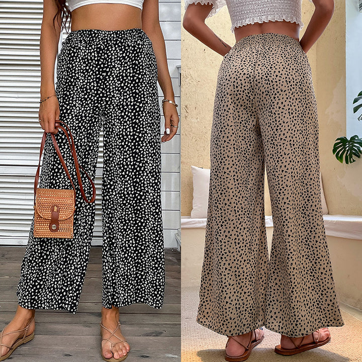Women Wide Leg Pants Animal Print Lune London