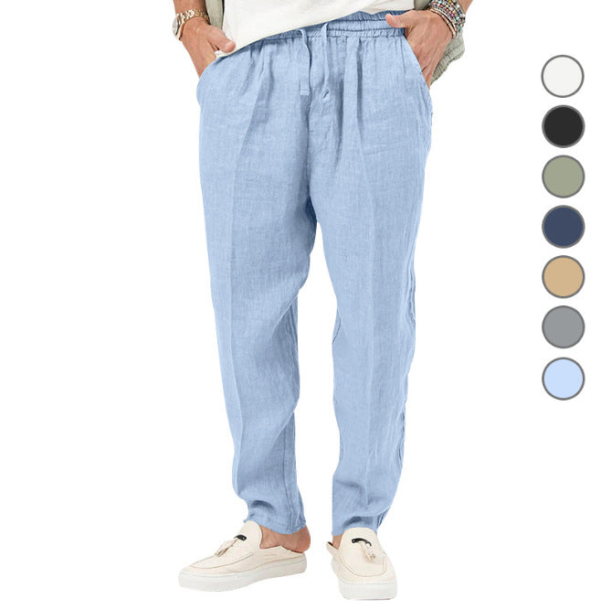 Light linen pants for men with elastic waist and practical pockets Lune London