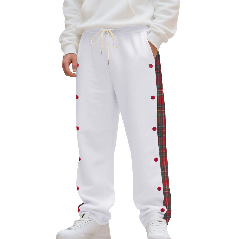 Lune London men's casual jogger pants with checked side stripe