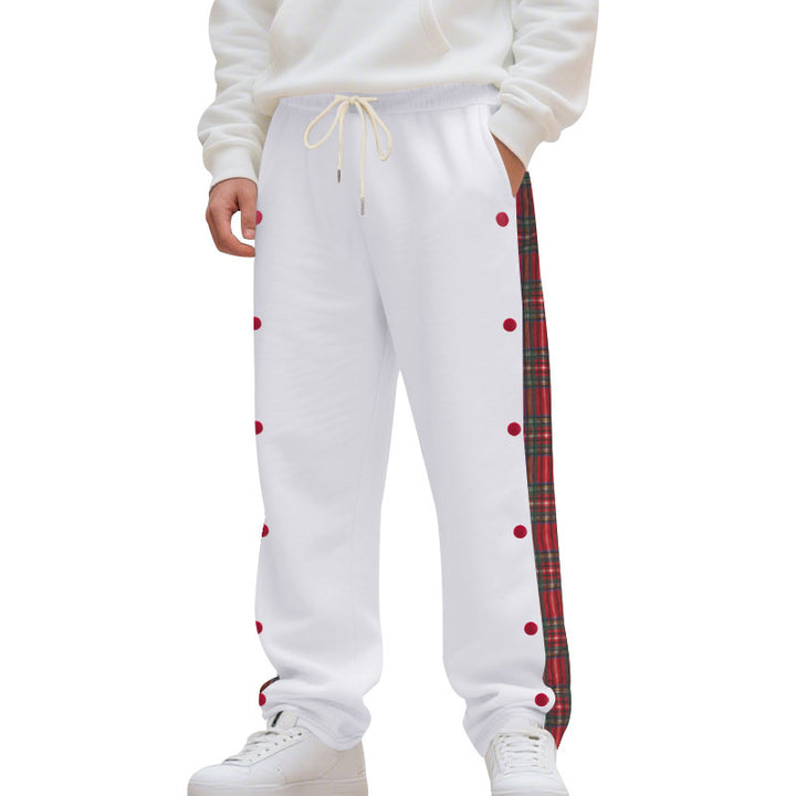 Lune London men's casual jogger pants with checked side stripe