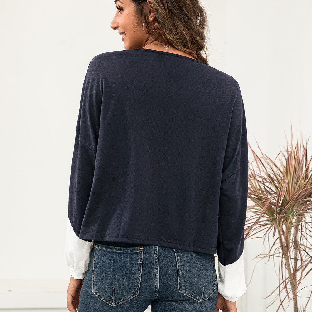 Oversized casual women's T-shirt with color block design and round neck Lune London