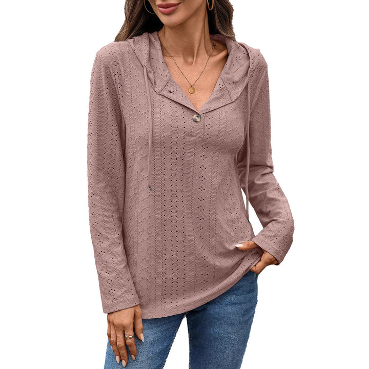 Women’s blouse with a small hole pattern and hood Lune London