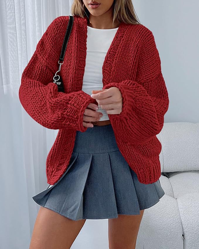 Knit jacket for women with voluminous sleeves and an open front closure Lune London