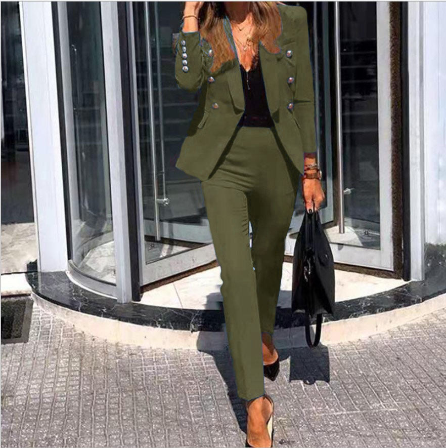 Ladies elegant outfit with structured blazer and tailored trousers Lune London