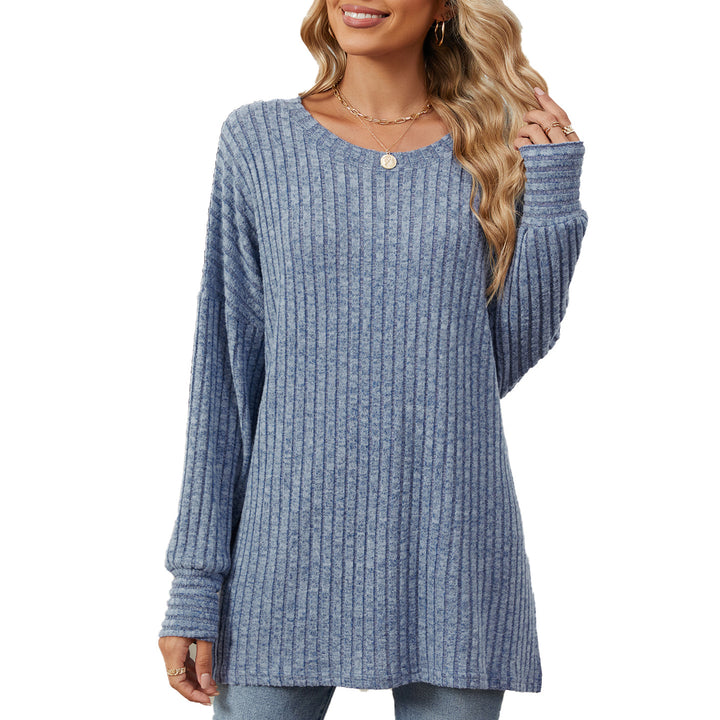 Ladies striped sweatshirt with a relaxed fit and fine ribbed texture Lune London