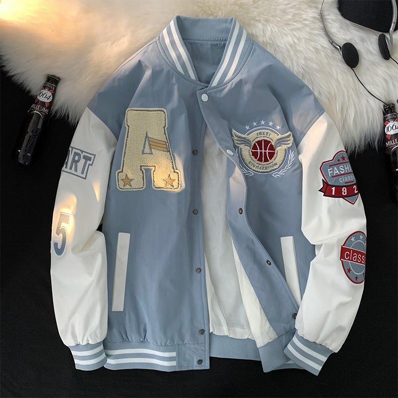 Men's Sporty College Jacket with Embroidered Appliqués and Breathable Material Lune London
