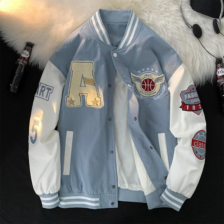 Men's Sporty College Jacket with Embroidered Appliqués and Breathable Material Lune London