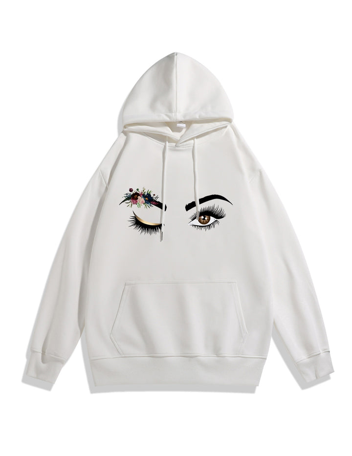 Ladies Hoodie with Creative Eye Motif Chic & Stil
