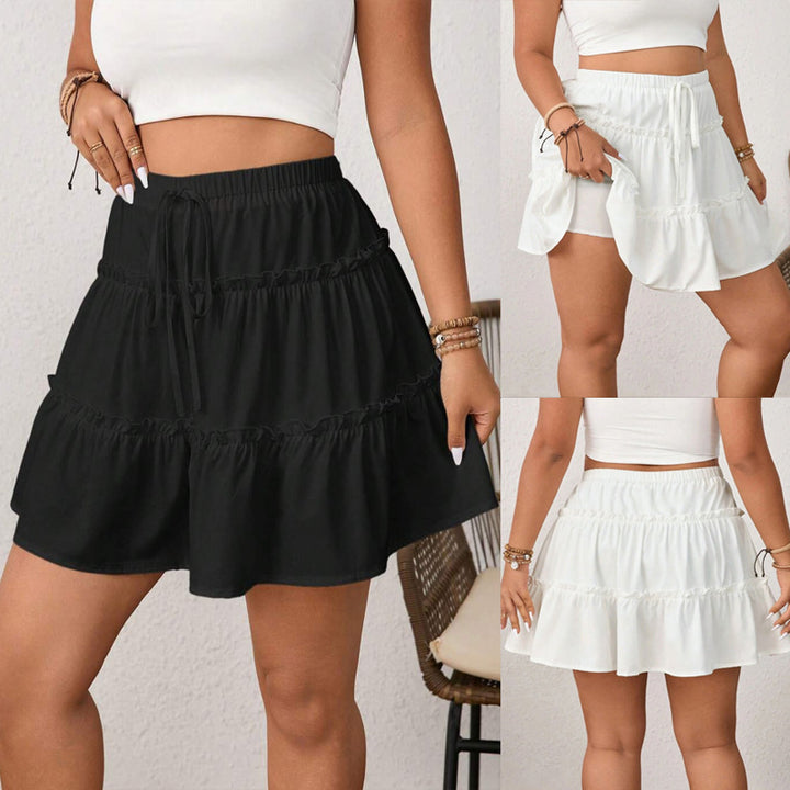 Ladies High Waisted Ruffle Skirt Lune London