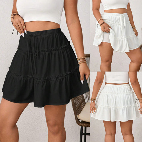 Ladies High Waisted Ruffle Skirt Lune London