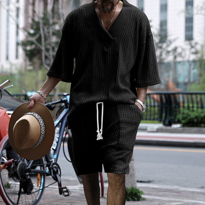 Men's casual knit set with V-neck and loose fit Lune London