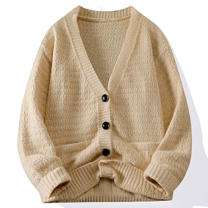 Lady cardigan with deep V-neckline and button closure Lune London
