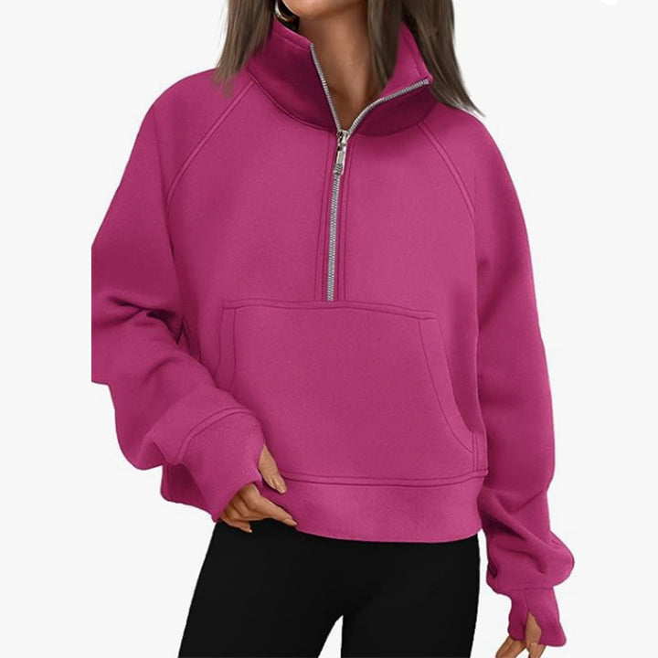 Women's sweatshirt with high collar and half-zip Lune London