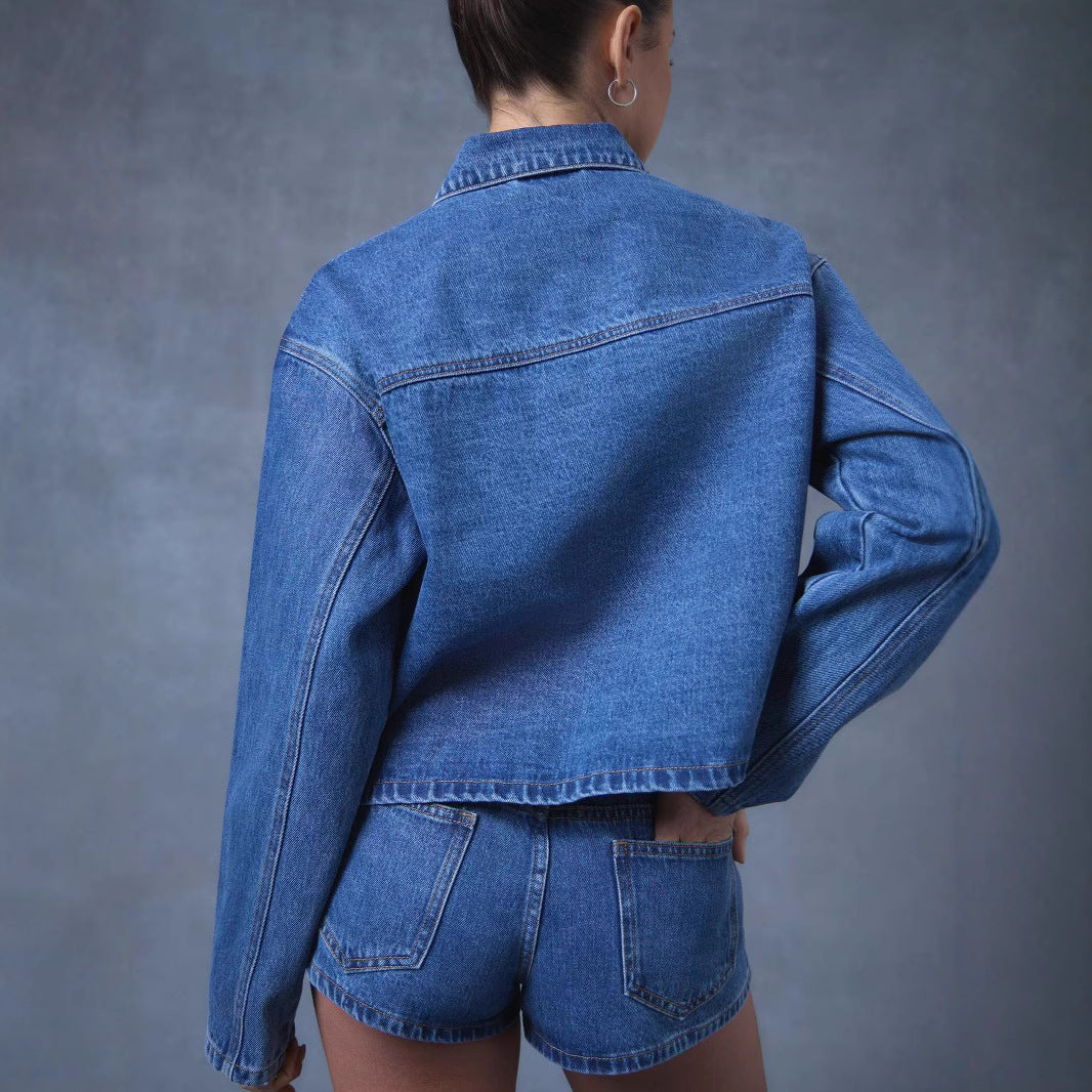 Women’s Modern Denim Blazer with Tied Belt Lune London