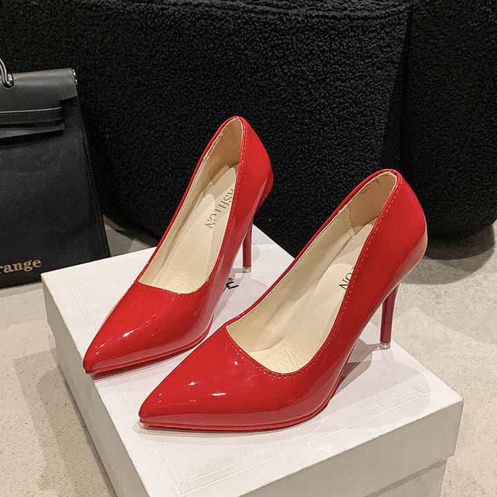 Ladies Elegant High Heels with Pointed Toe and Transparent Heel Lune London