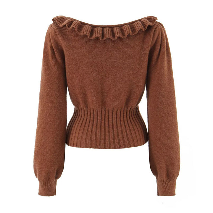 Fashion sweater for women with ruffle detail and Lune London inscription