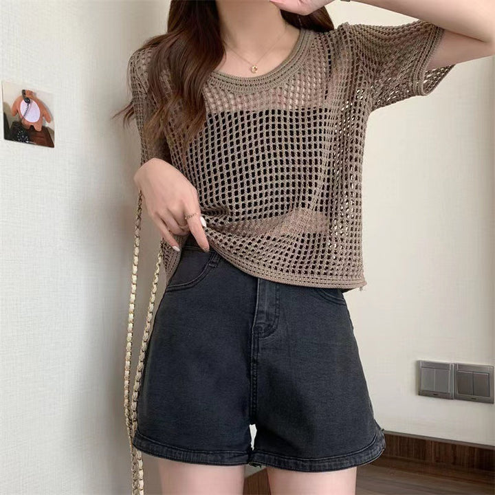 Women's mesh swimsuit top in a casual chic style
